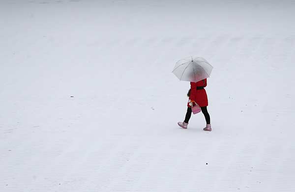 First snow turns Beijing white and beautiful