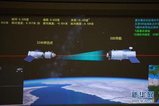 神九天宮首次載人交會對接取得成功