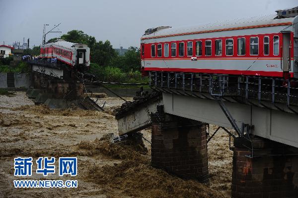 洪水沖垮寶成線一鐵路橋　無(wú)人員傷亡