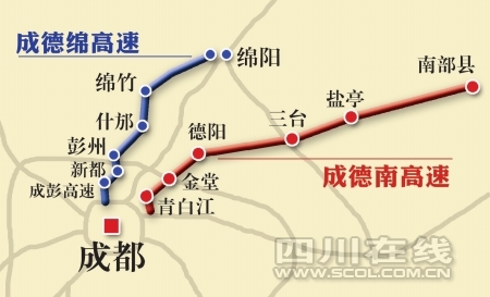 2012年成德南、成德綿高速通車