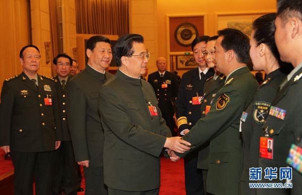 胡錦濤出席解放軍代表團(tuán)全體會議