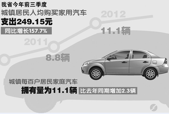 安徽城鎮(zhèn)每百戶(hù)居民家庭擁有汽車(chē)超11輛