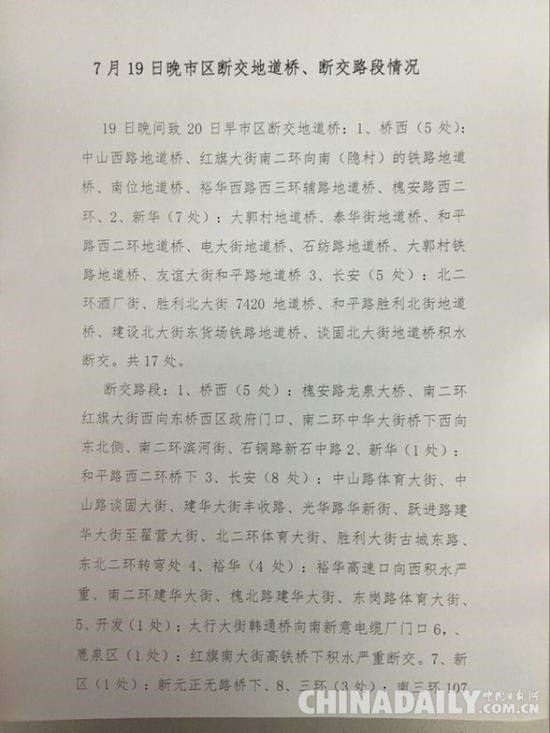 石家莊交管局發(fā)布市區(qū)斷交地道橋、斷交路段情況
