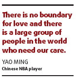 Yao happy to slam-dunk one for kids in need