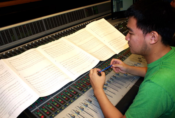 Zhao has been polishing and revising music for a new dance production called Nuwa, which will premiere next year. Provided to China Daily US man hears sound of music on two continents