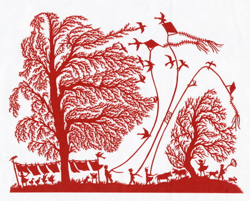 Thin line paper-cut