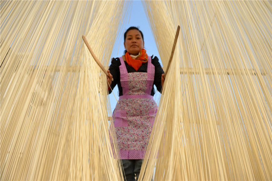 Linze village, famous for handmade noodles 
