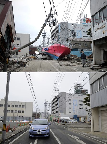 日本地震海嘯一年后恢復(fù)對(duì)比圖