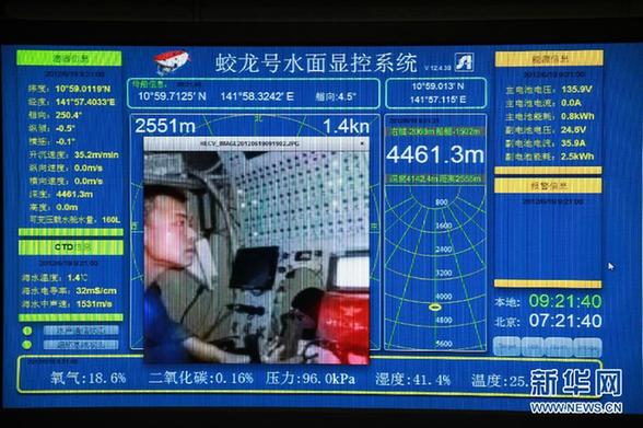 “蛟龍”號第二次下潛達6965米 再創(chuàng)新紀(jì)錄