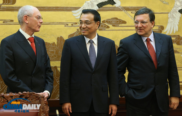 李克強與歐盟領(lǐng)導人共同會見記者 介紹第十六次中國歐盟領(lǐng)導人會晤成果