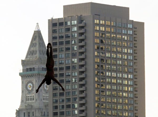 Cliff diving at the Boston stop Cliff diving at the Boston stop