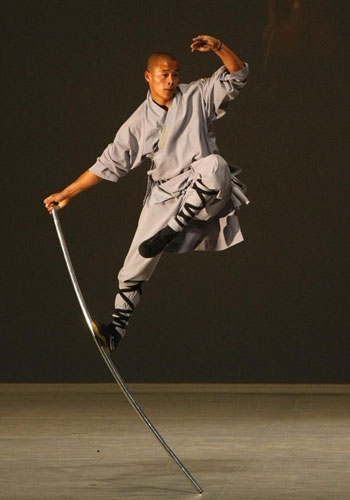 Shaolin monks perform martial arts in Singapore