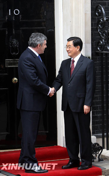 胡錦濤會(huì)見英國首相布朗