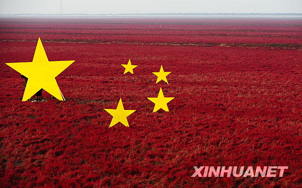 巨幅國旗 祝福祖國[組圖]