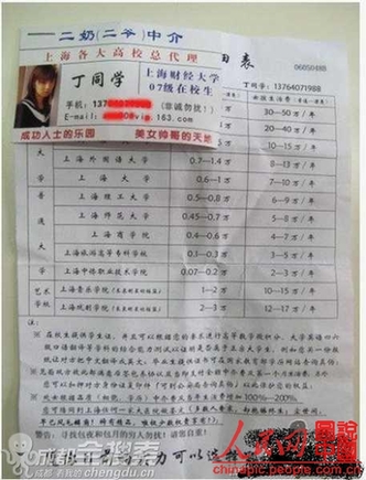 京破獲網絡二奶中介案 女大學生被明碼標價