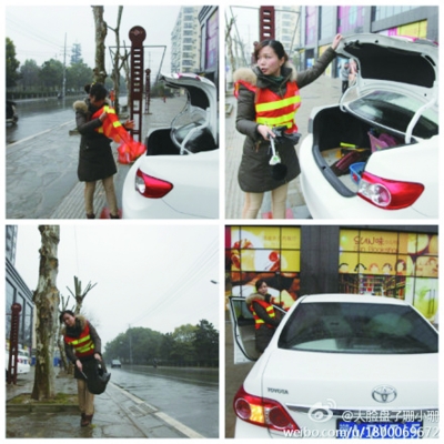 武漢一女子開(kāi)轎車撿垃圾 真實(shí)身份引猜測(cè)(圖)