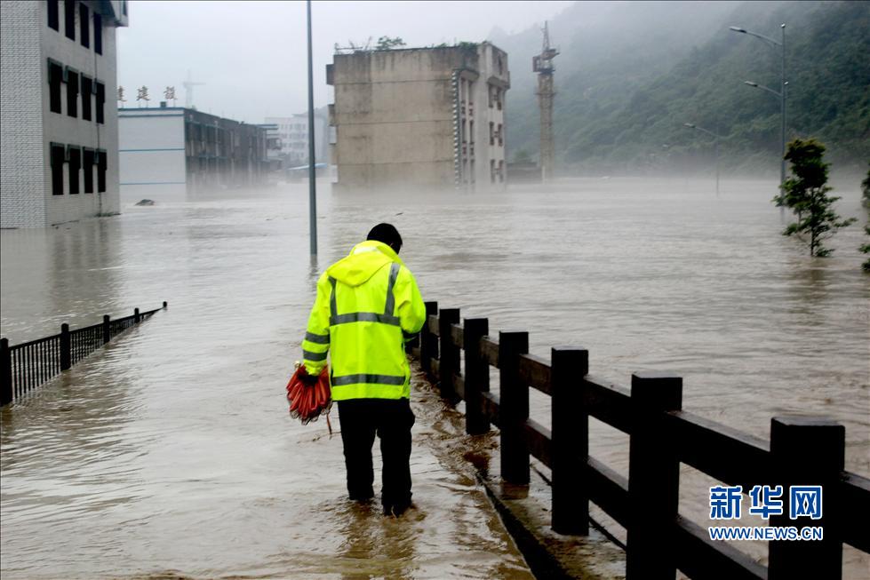 北川“5·12”地震遺址因暴雨淹沒(méi)