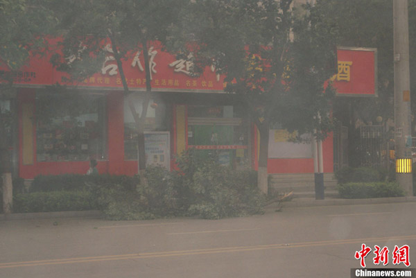 甘肅張掖遭遇大風(fēng)揚(yáng)沙侵襲