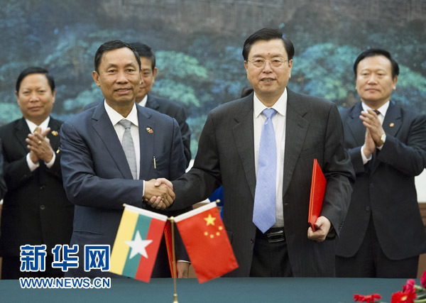 張德江與緬甸聯(lián)邦議會(huì)議長吳瑞曼舉行會(huì)談