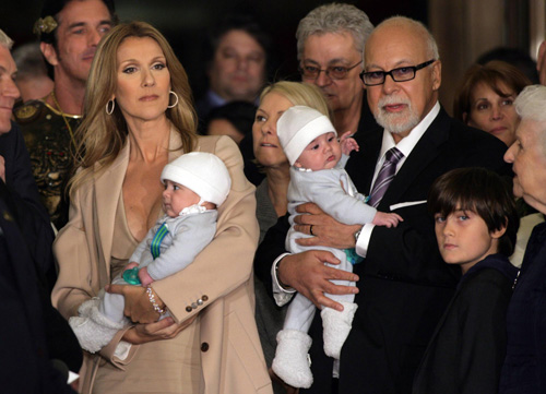 Celine Dion arrives at Caesars Palace with her husband and sons