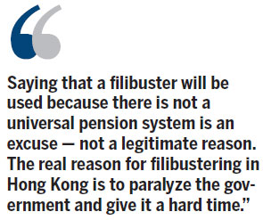 Filibustering tactics destructive in HK