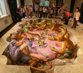 意大利藝術(shù)家街頭三維立體畫(huà)使人產(chǎn)生幻覺(jué)