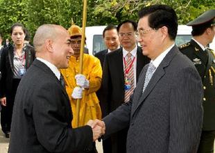 胡錦濤會見柬埔寨國王
