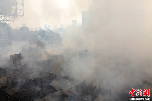 菲律賓首都大馬尼拉地區(qū)馬卡蒂市火災(zāi)現(xiàn)場