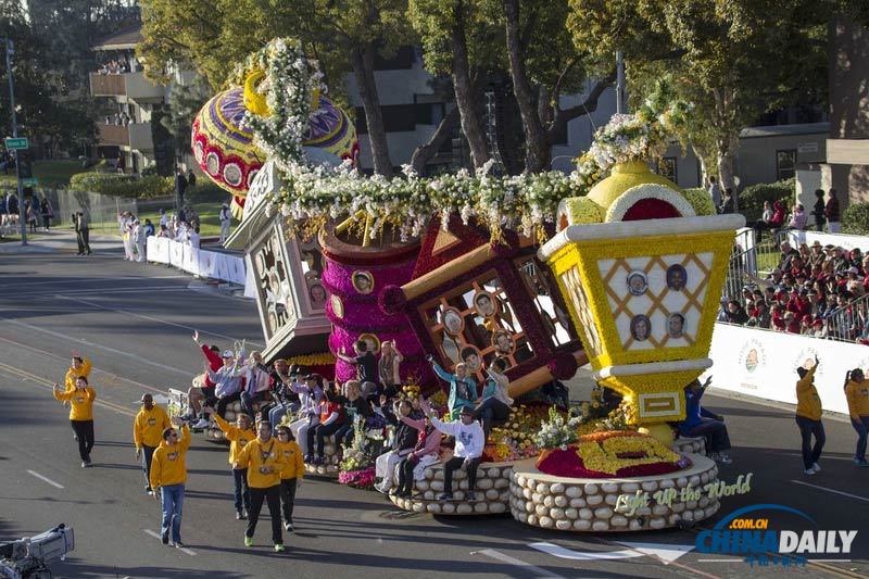 美國(guó)加州玫瑰花車(chē)游行迎馬年 中國(guó)元素花車(chē)獲獎(jiǎng)