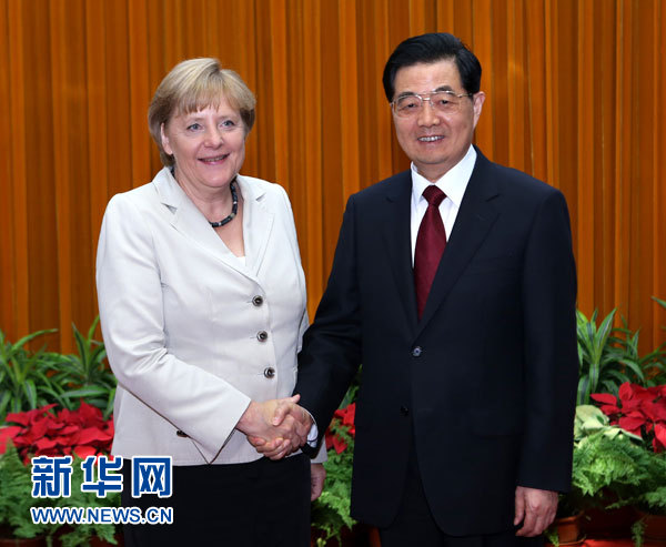 胡錦濤會(huì)見(jiàn)德國(guó)總理默克爾