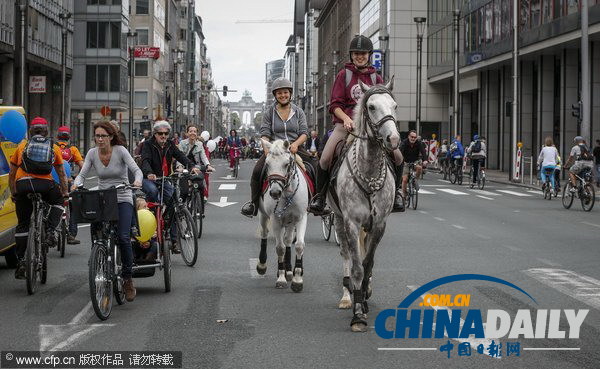 比利時(shí)舉辦“無(wú)車(chē)日”活動(dòng) 國(guó)王攜家人騎車(chē)上街