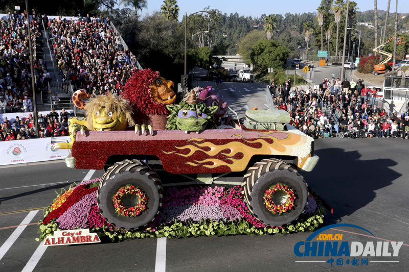 美國(guó)加州舉行玫瑰花車大游行 “夢(mèng)想成真”創(chuàng)意無窮