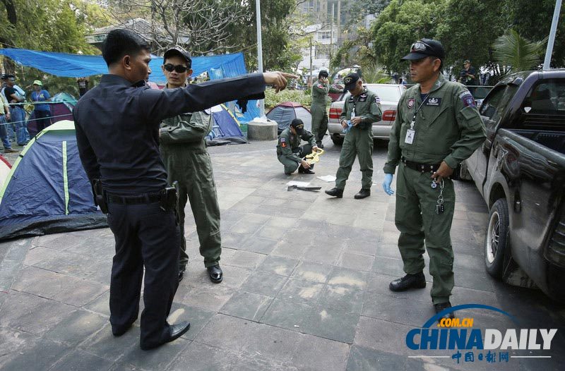 泰國(guó)示威現(xiàn)場(chǎng)再遇暴力襲擊 手榴彈爆炸致一人受傷（組圖）
