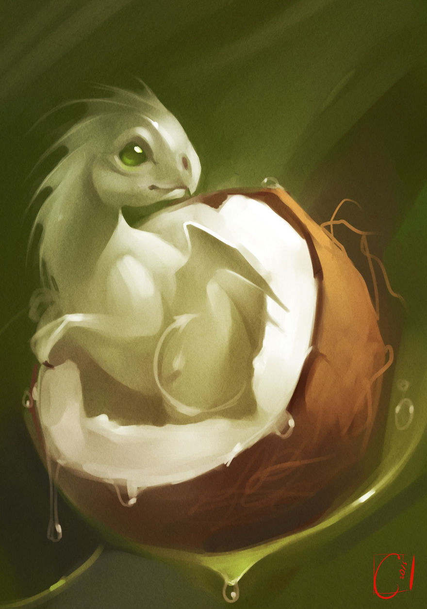 俄羅斯畫家筆下的“水果神龍” 仿佛夢(mèng)幻童話（組圖）