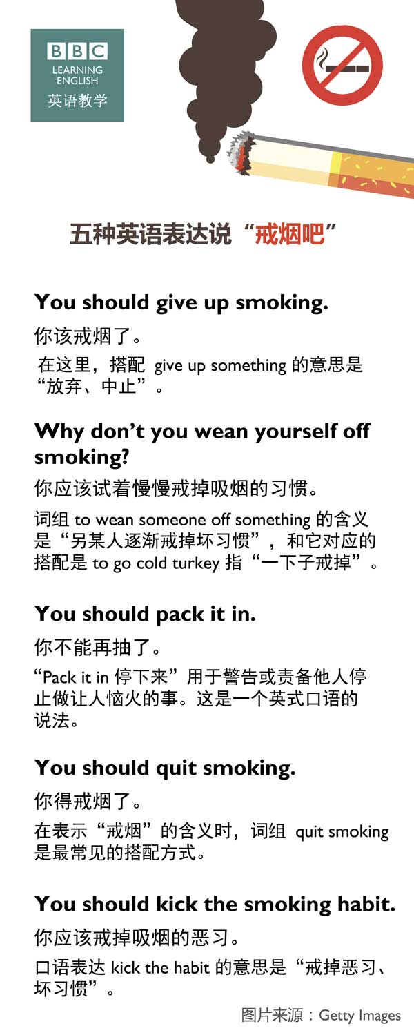 五種英語(yǔ)表達(dá)說(shuō)“戒煙吧”