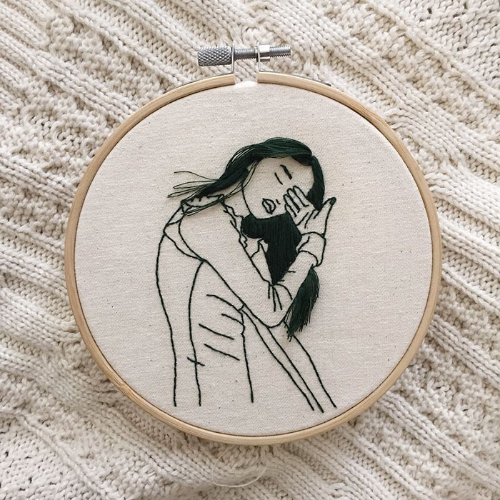 3D刺繡藝術(shù)：奪畫而出的長(zhǎng)辮（組圖）