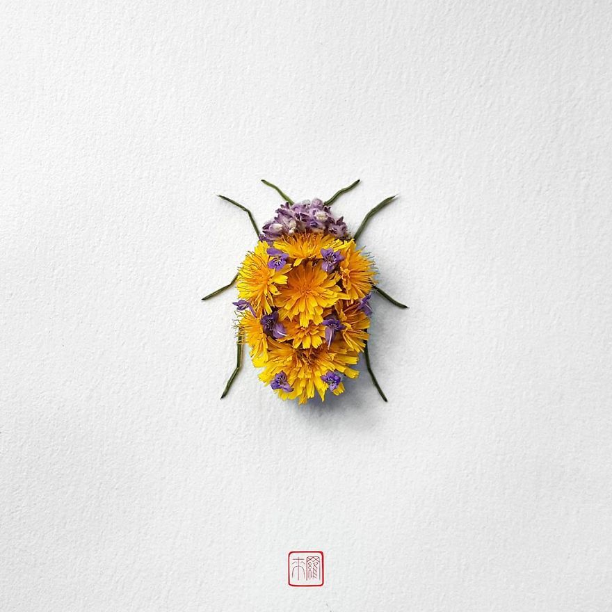 你怕蟲(chóng)子嗎？來(lái)看看這些用花瓣做成的蟲(chóng)子（組圖）