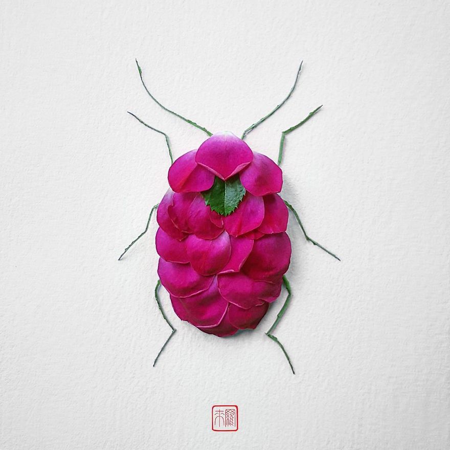 你怕蟲子嗎？來看看這些用花瓣做成的蟲子（組圖）