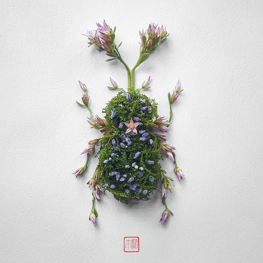 你怕蟲子嗎？來看看這些用花瓣做成的蟲子（組圖）