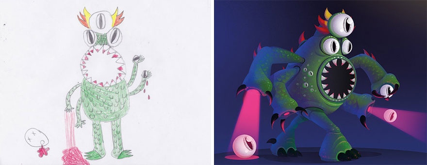 百名專業(yè)畫家“升級”小學生涂鴉 向世界展現(xiàn)孩童天真想象力（組圖）
