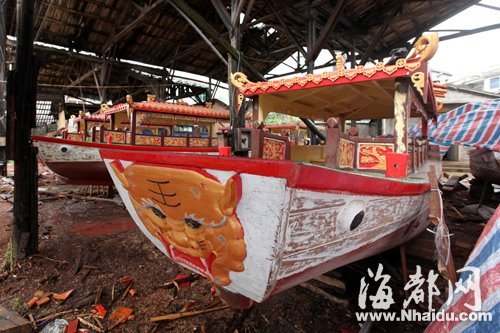 仿古福船國(guó)慶暢游白馬河　本月下旬下水調(diào)試(圖)
