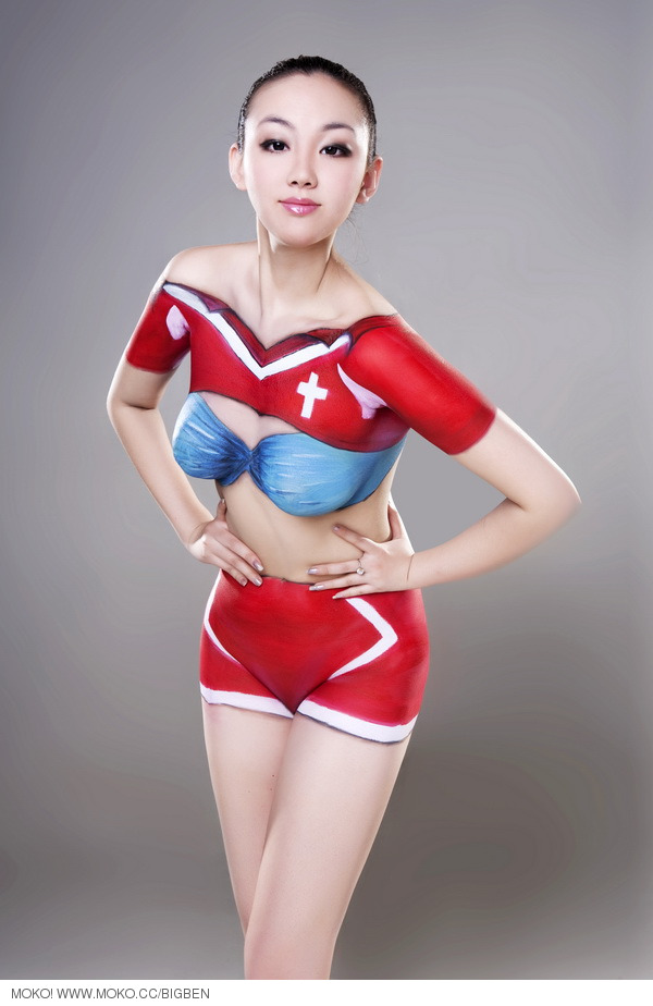 世界杯32強美女人體彩繪