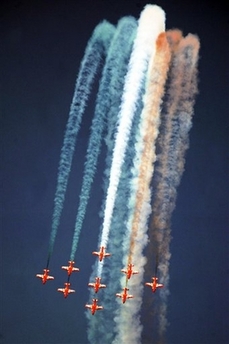 Air show by Indian air force aerobatics team 