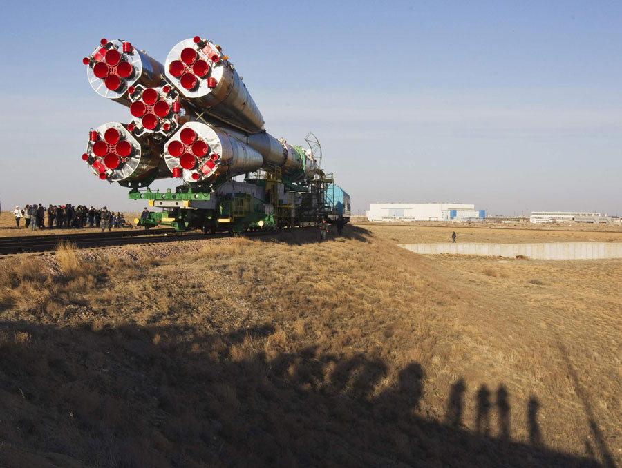 Spacecraft is transported to its launch pad