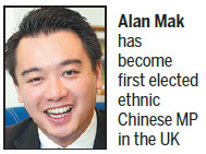 Tories win majority in Britain; 1st Chinese sent to Commons