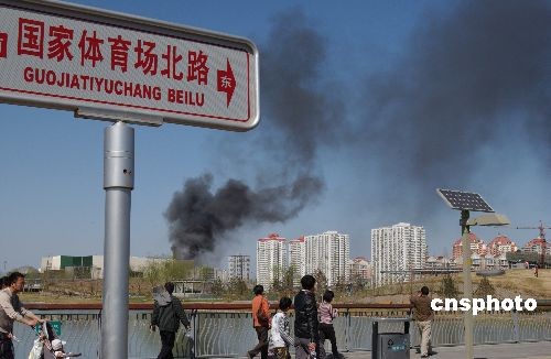 中國科技館新館發(fā)生火災 東南角外側嚴重燒損