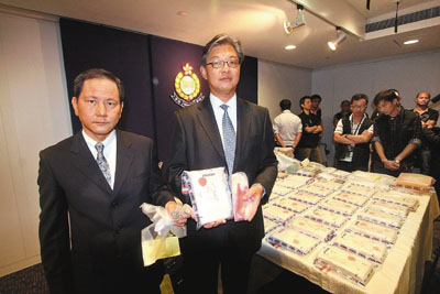 港警檢獲近3千萬可卡因 創(chuàng)6年來最大宗個案(圖)